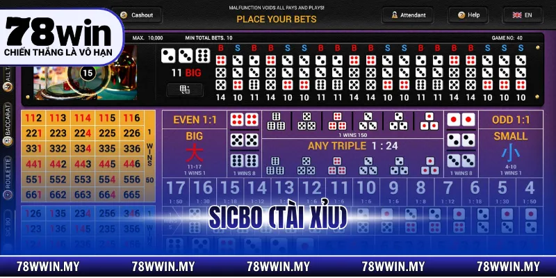 Sicbo (Tài Xỉu) là trò chơi casino dùng 3 viên xúc xắc, luật chơi đơn giản, nhiều cửa cược hấp dẫn, tìm hiểu cách chơi dễ thắng ngay!